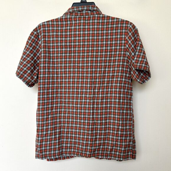 Pact Organic Cotton Top Shirt Womens Sm Plaid Button Up Short Sleeve Prep Grunge - Picture 3 of 7